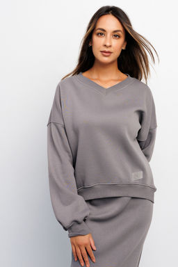 Свитшот худи оверсайз кофта с начесом 387LGR