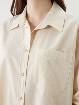 Oversize Keten Kar???ml? Kad?n G?mlek