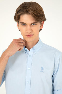 Мужская голубая рубашка с длинным рукавом Неожиданная скидка в корзине - U.s. polo assn фото 2