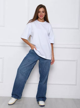 K11053 Футболка OVER SIZE (плотный хлопок) БЕЛЫЙ