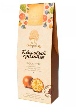 Кедровый грильяж ассорти, 70 г | мини-набор  клюква, облепиха, черника, сосновая шишка, яблоко - Сибирский кедр фото 5