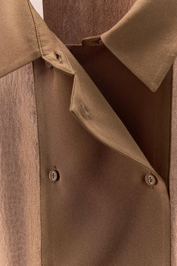 100% SILK DOUBLE-BREASTED SHIRT - Zara фото 8