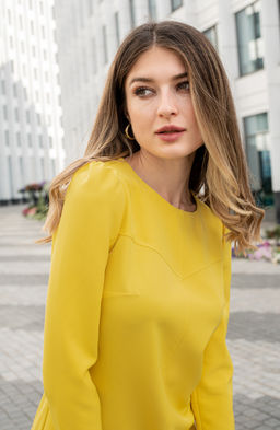 Платье мини желтый - Donna saggia фото 3