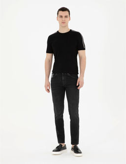 Siyah Slim Fit Bisiklet Yaka Triko Ti__rt