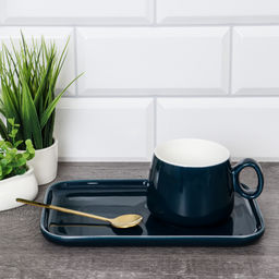 Чайный набор 220 мл 3 предмета с ложкой / K032-1 / СИНИЙ - Галеонтрейд фото 2