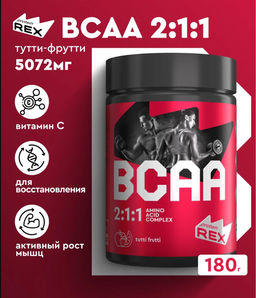 BCAA с ароматом тутти-фрутти, порошок для приготовления напитка Proteinrex 180г
