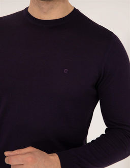Mor Slim Fit Bisiklet Yaka Y_n Kar___ml_ Basic Triko Kazak - Pierre cardin фото 7
