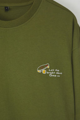 TRENDYOL MAN Mor Oversize/Genis Kesim Minimal Nak?sl? %100 Pamuklu T-Shirt TMNSS25TS00160 - Trendyolmilla фото 6