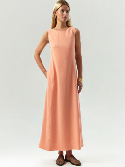 EMKA / Платье макси со шнуровкой на спине с добавлением льна  фото 2