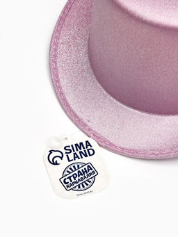 Карнавальная шляпа "Цилиндр" розовая с блёстками р-р 56-58