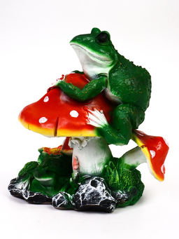 Садовая фигура из полистоуна «Лягушки и мухоморы», 35×25×38 см