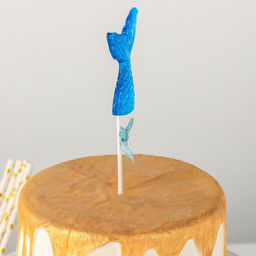 Топпер для торта «Хвост русалки», 18.5×5 см, цвет голубой