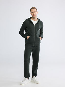 Standart Kal?p Kap??onlu Erkek Fermuarl? Sweatshirt