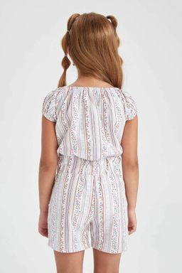 Блузка с коротким рукавом с рисунком для девочки - Defacto фото 5