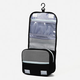 Косметичка-несессер дорожная на молнии, липучках, с крючком, чёрная - Simaland фото 3