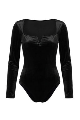 Siyah Kare Yaka Orme Kadife Alttan C?tc?tl? Body TPRAW26BD00009 - Trendyolmilla фото 5