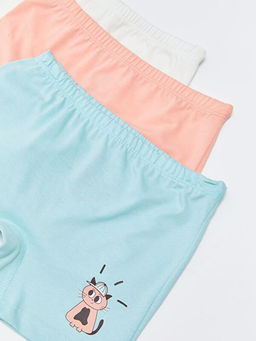 Bask?l? Pamuklu K?z ?ocuk Boxer 3l? - Waikiki фото 3