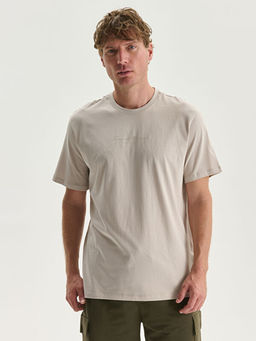 Bisiklet Yaka Bask?l? Penye Erkek Ti??rt