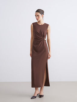 Bisiklet Yaka B?zg?l? Krep Elbise