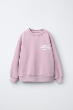 SUDADERA EFECTO LAVADO TEXTO / Rosa pastel - Zara фото 2