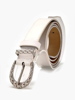 Ремень женский «Кэлли», 110×3 см, пряжка металл, серебристая, белый
