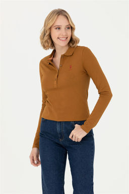 Женская базовая толстовка с воротником поло кокосового цвета Неожиданная скидка в корзине - U.s. polo assn фото 3