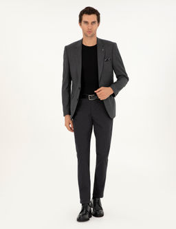 Siyah Slim Fit Pamuk Kar___ml_ Kanvas Pantolon