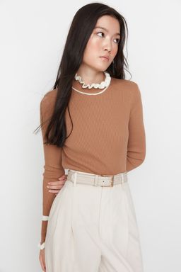 Tas Renk Bloklu Triko Kazak TWOAW22KZ1250 - Trendyolmilla фото 11