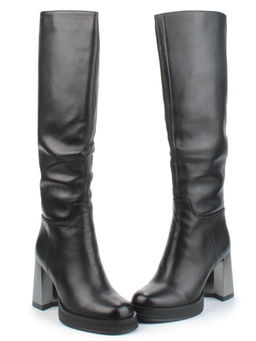 02-B6237-6051Z-6BM-1 BLACK Сапоги зимние женские (натуральная кожа, натуральный мех)