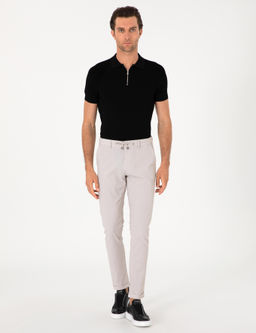 Bej Slim Fit Gofreli Beli Ba_c_kl_ Spor Pantolon