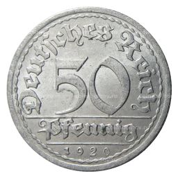 Монета 50 пфеннигов 1920 года A Германия