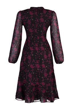 Pembe Cicekli A Kesim Dik Yaka Midi Astarl? Sifon Dokuma K?sl?k Elbise TWOAW20EL1313