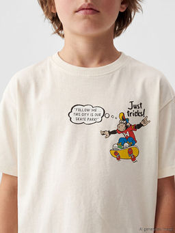 Nostaljik Maymun Bask?l? Unisex ?ocuk Ti??rt