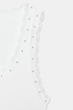 TOP PERLAS ENCAJE / Blanco roto