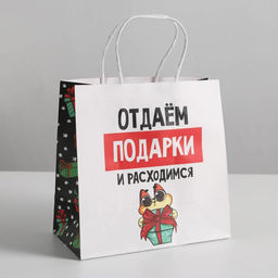 Пакет подарочный Отдаём подарки, 22 22 11 см