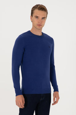 Erkek Slim Fit Bisiklet Yaka _ndigo Basic Kazak - U.s. polo assn фото 3