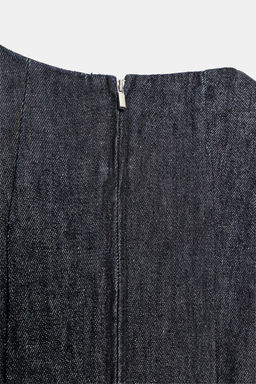 VESTIDO DENIM TRF VOLANTE / ?ndigo oscuro - Zara фото 7