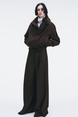 PANTAL?N PINZAS WIDE LEG ZW COLLECTION / Marr?n-Azul