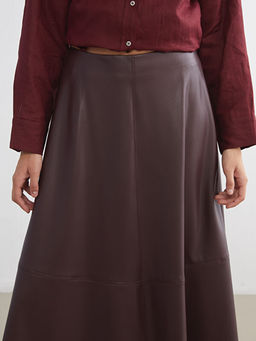 Beli Fermuarl? Deri G?r?n?ml? A Kesim Etek