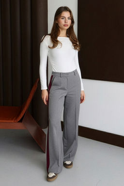 Antrasit Bordo Cizgili Dokuma Pantolon TWOSS26PL00013 - Trendyolmilla фото 3