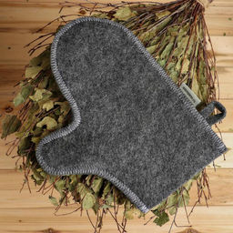 Набор для бани «Лётчик», 3 предмета: шапка, коврик, рукавица, шерсть 30%, полиэфир 70%, серый, «Добропаровъ»