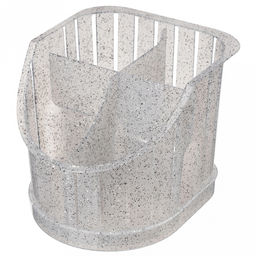 Сушилка для столовых приборов пластмассовая "Verona" 16х14,2х12,8см, 4-х секционная, с поддоном, пищевой полипропилен, гранит светло-серый (Россия)