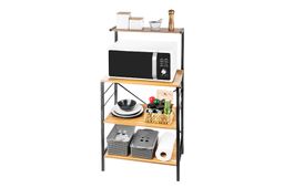 Подставка для микроволновой печи 58*35,5*121,5 см Черная с 4-мя полками из МДФ