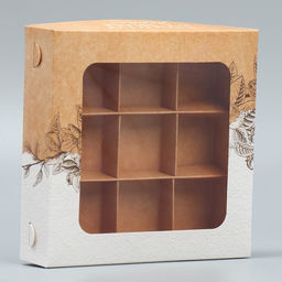 Цена за 5 шт. Коробка для конфет, кондитерская упаковка, 9 ячеек, «Ручная работа», 14.7×14.7×3.5 см