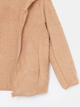 Kap??onlu Pel?? K?z ?ocuk Fermuarl? Sweatshirt