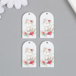 Цена за 4 шт. Декор для творчества акрил Енотик в цветах, 0.2?2.1?3.9 см