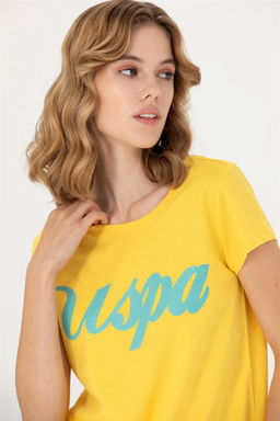 Женская желтая футболка с круглым вырезом Неожиданная скидка в корзине - U.s. polo assn фото 2