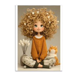 Блокнот, А6, 40 л, арт. 74038 КУДРЯШКА / Блок - белый офсет 60 г/м?, клетка, мягкий переплёт (1 скоб