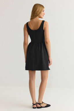 TRENDYOLMILLA Siyah A Kesim Etegi Hacimli Mini Dokuma Elbise TWOSS25EL00320 фото 10