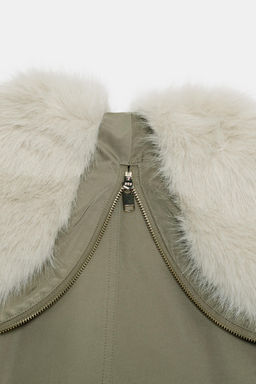 SHORT PARKA WITH FAUX FUR HOOD - Zara фото 10